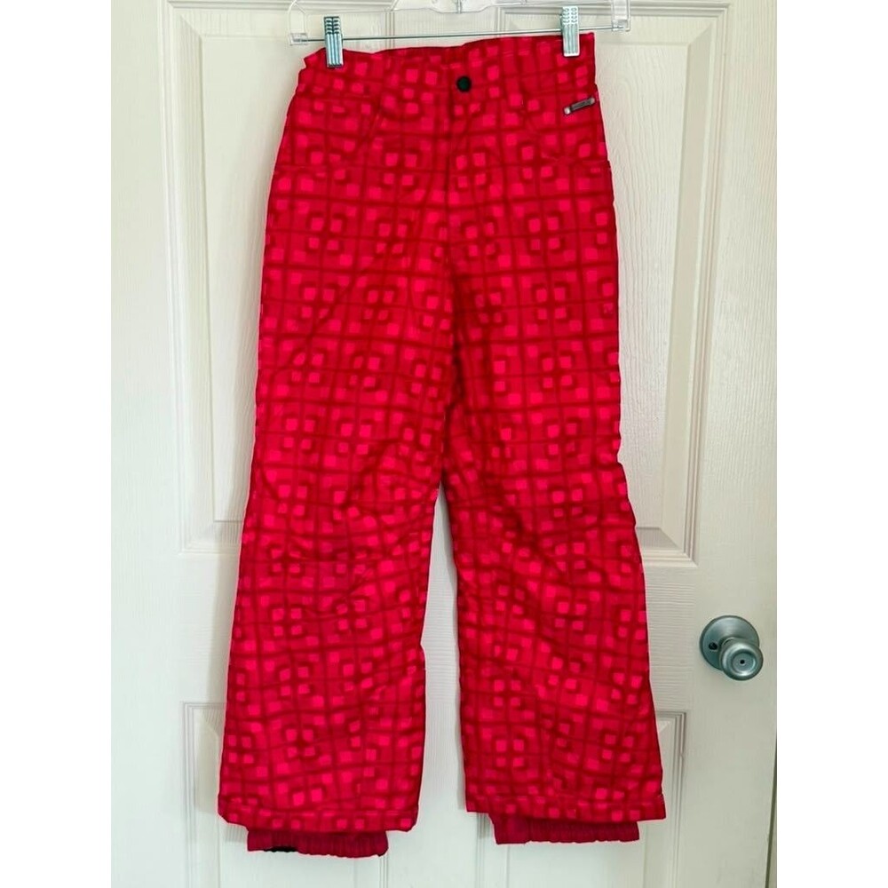 Spyder Girls Ski Snow Pants Red Geometric Insulated Winter Size 10